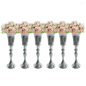 Baking Moulds 6Pcs/lot Gold Vase For Wedding Centerpieces Tall Flower Vases Crystal Bead Table Anniversary Party Birthday Event Aisle Home