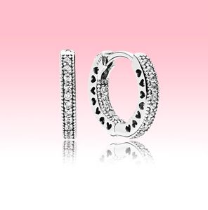 Real 925 Srebrny CZ Diamond Hoop Earring z oryginalnym pudełkiem dla kobiet wysokiej jakości kolczyki biżuterii SET4440536