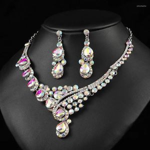 Necklace Earrings Set 2024 European And American Vintage Women's Luxury Crystal Banquet Dress Accessories Clavicle Chain Wedding