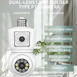 IP -камеры ICSEE 4MP E27 Лампа Wi -Fi Camera Dual Lins Dual Screen Auto Tracking Двухстороннее звуковое цветовое зрение на открытом воздухе камера выживания 240413