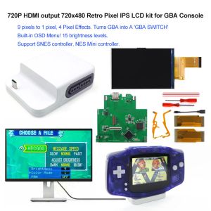 Aksesuarlar 720x480 Game Boy Advance Konsolu için 720p HDMICompatible İstasyonu ile Retro Piksel IPS LCD GBA'yı GBA anahtarına dönüştürüyor