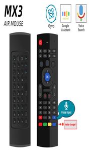MX3 Air Mouse Universal Smart Voice Remote Control 24G Teclado sem fio RF para Android TV Box A95X H96 Max X96 Mini1503195