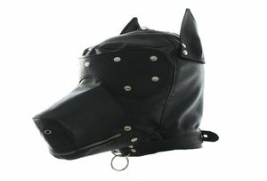 Maskerad kostymhundvalphuvudmask med krage full ansikte huva fest cosplay mun gag choker zippad muzzel set3847399