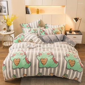 Set di biancheria da letto 4 pezzi spessi set di velluto neve stampare morbida piumino in pile di corallo caldo copertura per latte letti da letto per bambini adulti per bambini adulti