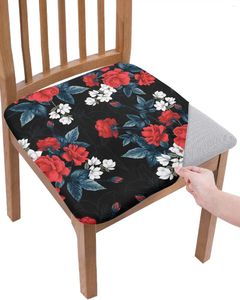 Stol täcker röd rosblomma retro linjer elasticitet täcker kontor dator säte skydd case hem kök matsal slipcovers