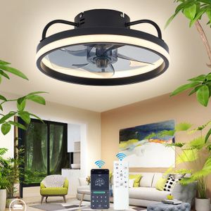 Modern LED ceiling fan with adjustable two-way blade timer and remote control tri-color adjustable bedroom living room kitchen