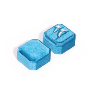 1pcs 5x5x4.5cm Gelişmiş Güney Kore Velvet sekizgen ambalaj takı kutusu