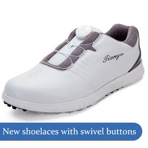 Sapatos de golfe masculino, cadarços rotativos masculinos Sapatos casuais fixos Cleats profundas solas não deslizam sapatos à prova d'água sem unhas