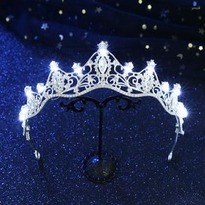 Clip per capelli Bride Crowns and Tiaras Accessori per matrimoni a LED LIGHT BRIDAL Crown Decorations Women Party Chief Diadema Diadema