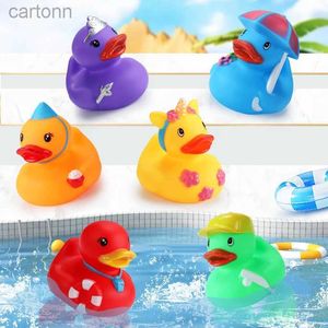 Bath Toys Baby Bath Toys Colorful Rubber Ducks With Squeeze Soep Rubber Float Ducks Baby Bathtub Dusch Toys For Toddlers Kids 240413