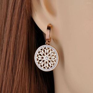 Hoop Earrings ZooMango Original Design Stainless Steel Flower Rattan Disc Jewelry Trendy CZ Crystal For Women ZE19269