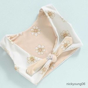 Endelar Summer Toddler Kids Baby Girl Bikinis Set Floral Print Sleeveless Backless Bowknot Tops+Shorts Baddräkter Badkläder Baddräkter