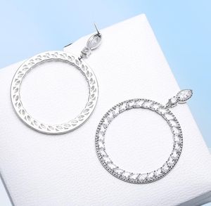 Fashion Hollow Drop Hoop Earring 5A Zircon CZ Diamond 925 Sterling Silver Engagement Wedding Dingle örhängen för kvinnor Brud Jewe5393953