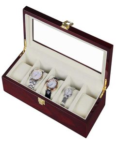 Titta på Boxes Case Luxury 56 Slots Träbox Trähållare för män Kvinnor Watches Organizer Jewelery Organisatörer Drop6308874