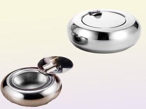 Round Stainless Steel Ashtray Home Party Bar Decoration Ash Holder For Gift Cigarette Lighters Smoking Accessory Ash Tray C02232873265