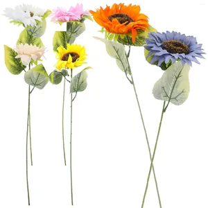 Decorative Flowers 6 Pcs Delicate Sunflower Bouquets Party Artificial Arrangement Silk Decors Wedding Decorations