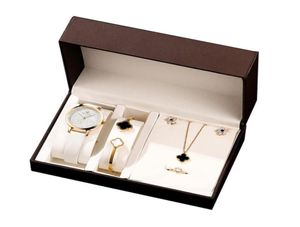 腕時計5PCSSET Luxury Ladies Watch Set Stainless Steel Jewerly Quartz Women WatchesギフトチタンブレスレットMontre Femme6019371