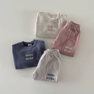 Children Casual Sweatshirt + Pants 2pcs Suit Spring Baby Letter Print Clothes Set Loose Boys Girls Pullover Kid Autumn Outfits