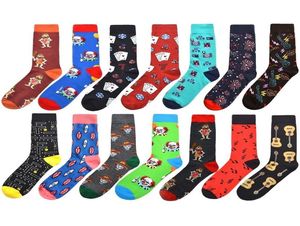 Homens de alta qualidade Happy Socks Novidade 14 coloridas Cartoon palhaço meias de guitarra homens penteados calcetinos de algodão largos hombre 2pcs1pairs7530438