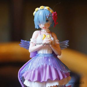 Figuras de brinquedos de ação 19cm Outros personagens de anime mundos Figura Kaii Angel Rem Purple Skirt Modelo PVC Doll Collection Toys for Girls