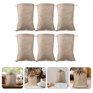 Storage Bags 6pcs Linen Potato Sacks Reusable Vegetable Burlap With Drawstring