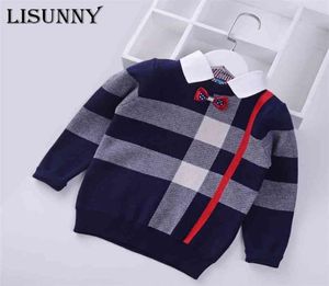 Shirt collar Boys Sweaters Baby stripe Plaid Pullover Knit Kids Clothes Autumn Winter Children Sweaters Boy Clothing 2109021931226