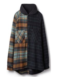 冬のステッチ格子縞のフランネルフードジャケットメンメンズフォーメンのための特大の太いシャツスタイルジャケットコート2011276479418