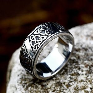 Punk Vintage 14K Gold Celtic Knot Ring For Men Simple Valknut Ring Biker Fashion Amulet Jewelry Gifts