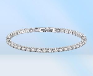 Länkarmband riktiga moissanit tennisarmband för kvinnor S925 sterling silver 4mm diamanter armband kedjor fina smycken9027246