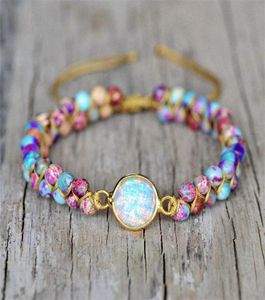 Sea Sediment Bead Armband med Opal Stone Galaxy Jasper Boho Jewellry för kvinnor Mamma Healing Doubleblelayer flätad K3E2 Charm Brace3280971