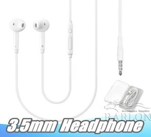 35mm hörlurar kabelbundna headset med mic volymkontroll hörlurar för Samsung Galaxy S6 S7 S8 S9 S10 med detaljhandelsförpackning8917744