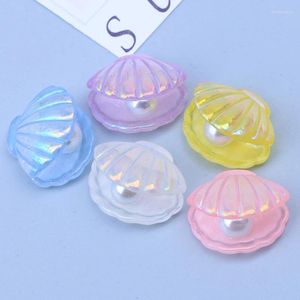 Dekoratif figürinler 10pcs renkli deniz kabuğu kawaii kaplı inci kabuk düz arka reçine cabochon zanaat scrapbook diy takı süslemesi