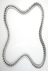 Onepiece No Buckle Silver tone stainless steel mens Polished Chain Necklace6330702