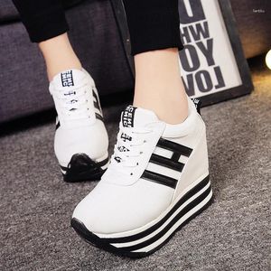 Fitnessschuhe Chimizhai Plattform Frauen Sneakers Aufzug Keile High Heels Leinwand Höhen Erhöhung der weiblichen Frau WY268