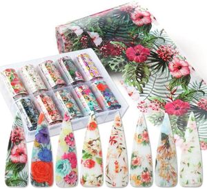 Klistermärken dekaler 10st nagelfolier blommor blad papper konstöverföring klistermärke skjutreglage wraps diy manikyr dekorationer laxkh405416793955