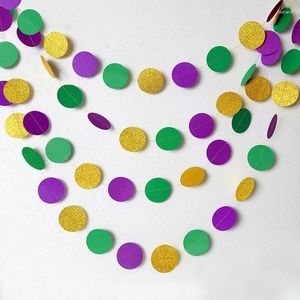 Party Decoration 6 PCS 4m 5cm Green Purple Gold Round Garland Streamer Backdrop Banner Hanging Decor för bröllopsfödelsedag Babyshower