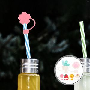 Disposable Cups Straws 6 Pcs Tumbler Stainless Water Bottles Plastic Juice Dust-proof Outdoor Cap Funny Silica Gel Banquet