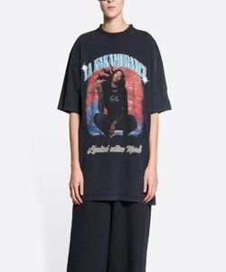 Sommarmusik Aya Nakamura tryckt tee Paris överdimensionerad vintage tvättade bomullstshirts lyxiga mode män kvinnor high street fritid t1351622