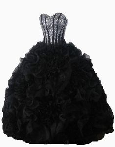 2017 Sexig svart kristallkulklänning quinceanera klänningar med paljettering av organza plus size sweet 16 klänningar vestido debutante g6533895