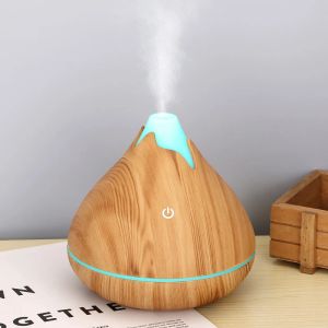 Luftfuktare 350 ml luftfuktare USB aroma eterisk olja diffusor aromaterapi led träkorn cool nano dim sprayer för hemrummet