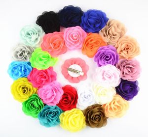 8cm chiffon fabric rose flower with alligator clip for baby hair accessory 24pcslot8003831