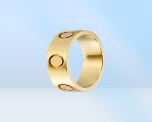 Titanium Steel Silver Love Ring Men and Women Jewelry Gold Gold For Lovers Casal Rings Tamanho do presente 511 Largura 46mm5154510
