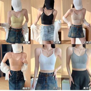 Camisoles & Tanks Casual Women Sports Bra Sexy Running Yoga Female Pad Tank Tops V-neck Bralette Push Up Gym Fitness