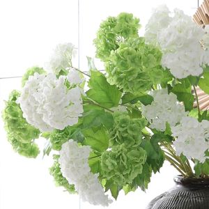 Decorative Flowers 2 Heads Artificial Flower Hydrangea Faux Stem For Home Wedding Party Table Core Decoration Fake