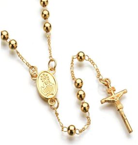 Krzyżowate koraliki biżuterii mody 18k Real Goldplatinum Plated Jezus Piece Piece Crucifix Naszyjnik Kobiety Mężczyzn biżuterii ACC6255082