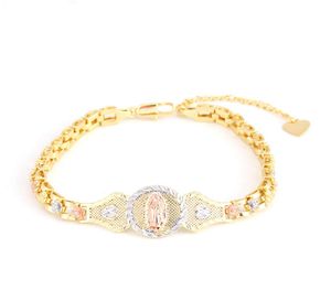 14K Tricolor Virgen de Guadalupe Bracelet宗教ブレスレット女性3989398