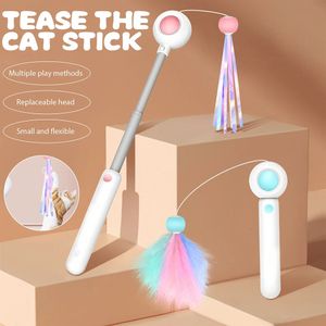 Телескопическая кошачья палочка игрушка для кисточки Tassel Toys Toys Teaser Wand Kitten Игра в лазерные ручки игрушки Интерактивные кошки игрушки Pet Cats Supplies 240411