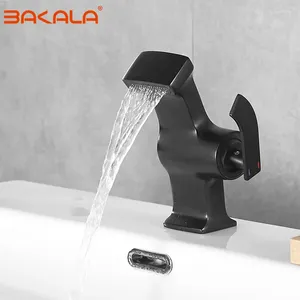 Bathroom Sink Faucets BLACK Basin Faucet White Chrome Waterfall Tap Water Mixer Washbasin Bath Brass