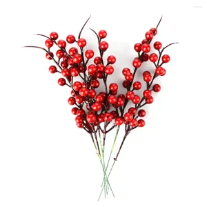 Dekorativa blommor 10st Artificial Flower Festival Wedding Fake Garden levererar Juldekoration Red Berry STEM Simulation