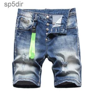 Männer gestrichen Denim Shorts Jeans Sommertasche Große Größe Casual Distressed Löcher Slim Fit Mens Short Hosen Hosen Dy1125 A33Q